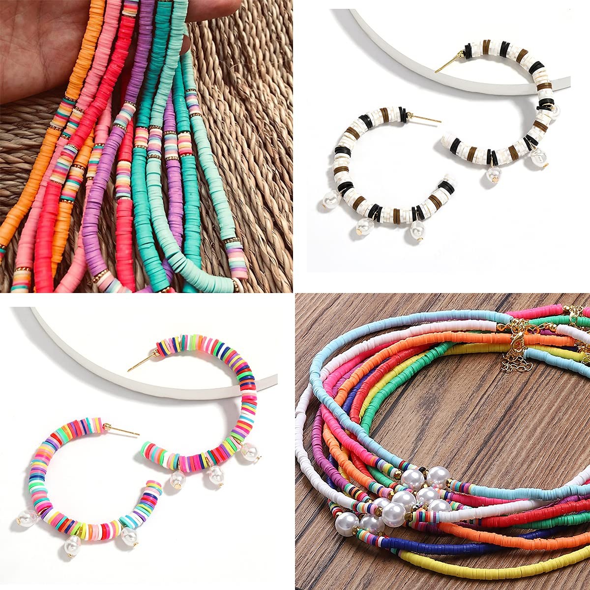 3000Pcs Clay Beads Flat Round Polymer Bead Vinyl Heishi Beads Flat Round Pol...