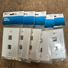 Lot of 5 COMMERCIAL ELECTRIC PRODUCTS 595 177 / 595177 WHITE 2 Port Wall Plate