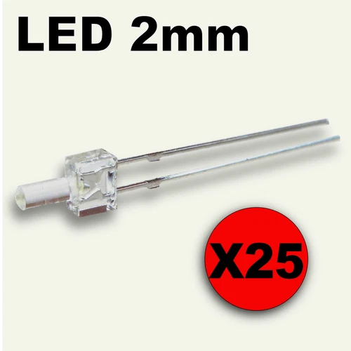 317/25# LED 2mm RED tower LED - free resistor -- 25pcs