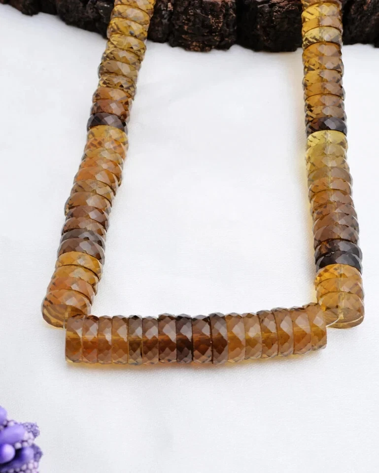 Neumático facetado sombreado cuarzo cerveza 1 hilo piedras preciosas Foto 3 de 4