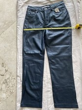 Tommy Hilfiger 100 Real Leather Navy Pants Womens Size 12 Lined New