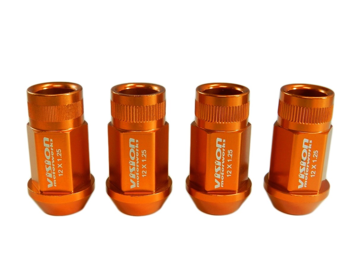 VISION 20PC 48MM Premium Extended Wheel Lug Nuts 12X1.25 Orange