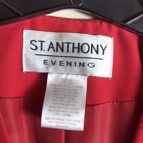 Vintage ST. Anthony Evening Woman's Red Beaded Suit Size 18W - Picture 12 of 16