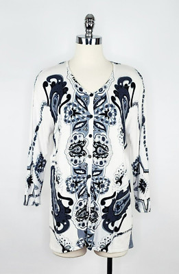 Joni B. Multicolor Paisley 3/4 Sleeve Scoop Neck Blouse Women's Size Large
