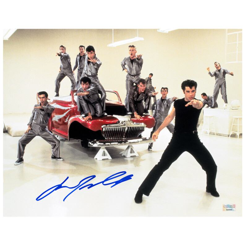 John Travolta Signed Grease Danny Zuko T-Birds 11x14 Scene Photo