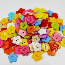 Pkg of 20 SMALL FLOWER Plastic Buttons 3/8" (10mm) Craft Scrapbook (2102)