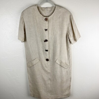 chinese dress ladies Jessica Howard Pink Linen Sheath Dress 12P  ReThreads.shop