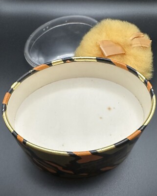 Vintage Faberge TIGRESS Bath Powder Box w/ Puff Shaker Perfume Bottle