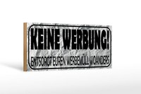 Holzschild Spruch 27X10 Cm Keine Werbung Entsorgt Woanders Schild Wooden Sign