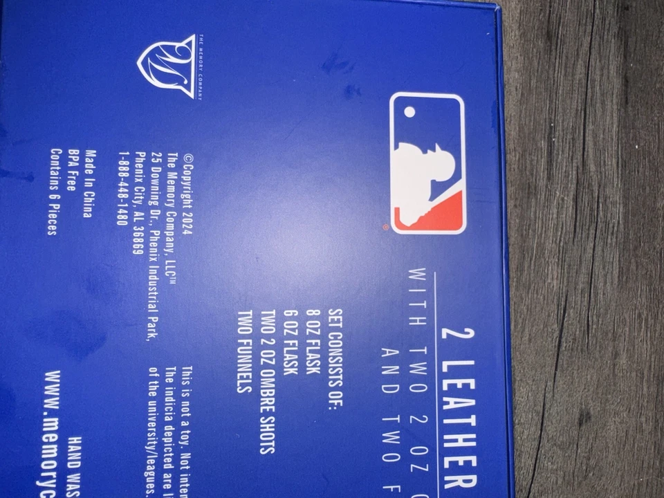 MLB Cleveland Guardians 2 Faux Leather Flasks 2 Ombre Shot Glasses And 2 Funnels - Image 4 of 4