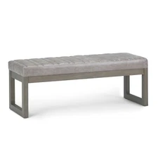 Casey 48 Inch Wide Rectangle Ottoman Bench Distressed Grey Taupe Footrest Stool 