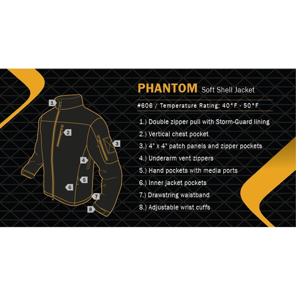 Condor 606-002 Phantom Soft Shell Breathable Waterproof Army Combat Jacket-Black - Image 4 of 4