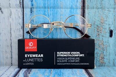 Debuff Eyewear Retro Round Steampunk Sunglasses Hippie Gold Frame/Clear Lens