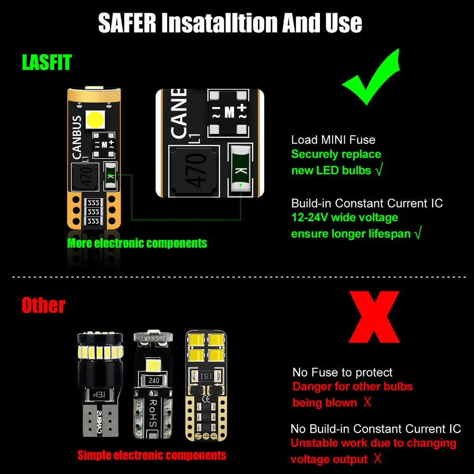 Led License Plate Lights T10 168 White LED Bulb for Toyota Tacoma Tundra 6000K - Imagem 3 de 4