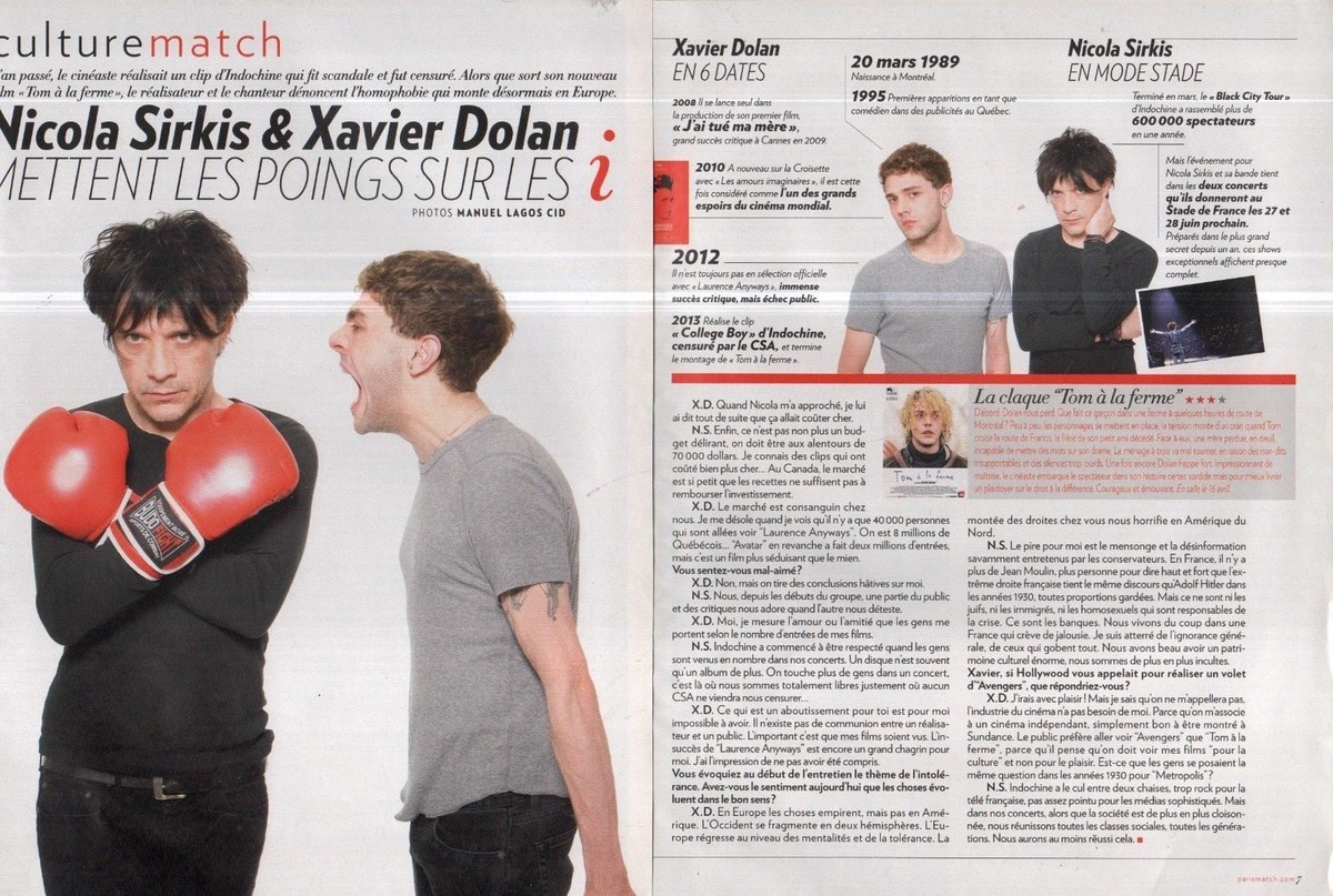 Coupure de presse Clipping 2014 Nicola Sirkis Xavier Dolan (3