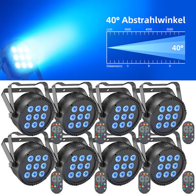 8x 135W PAR 4in1 9 LED RGBW Wash DMX Show Party Bühnenlicht Club Disco + Remote