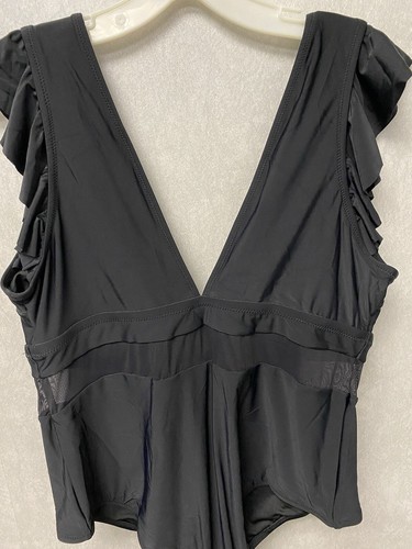 Cupshe Bathing Suit Plus Women 2X Black Ruffle Sleeve Mesh Panel One Piece Swim - Picture 5 of 8