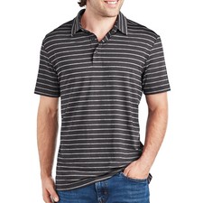 New Members Mark Active Polo Size S Men's black gray striped Moist wick Mrk