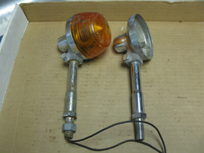 Vintage Pair Stanley 6-0345 Motorcycle Chrome Turn Signals Amber