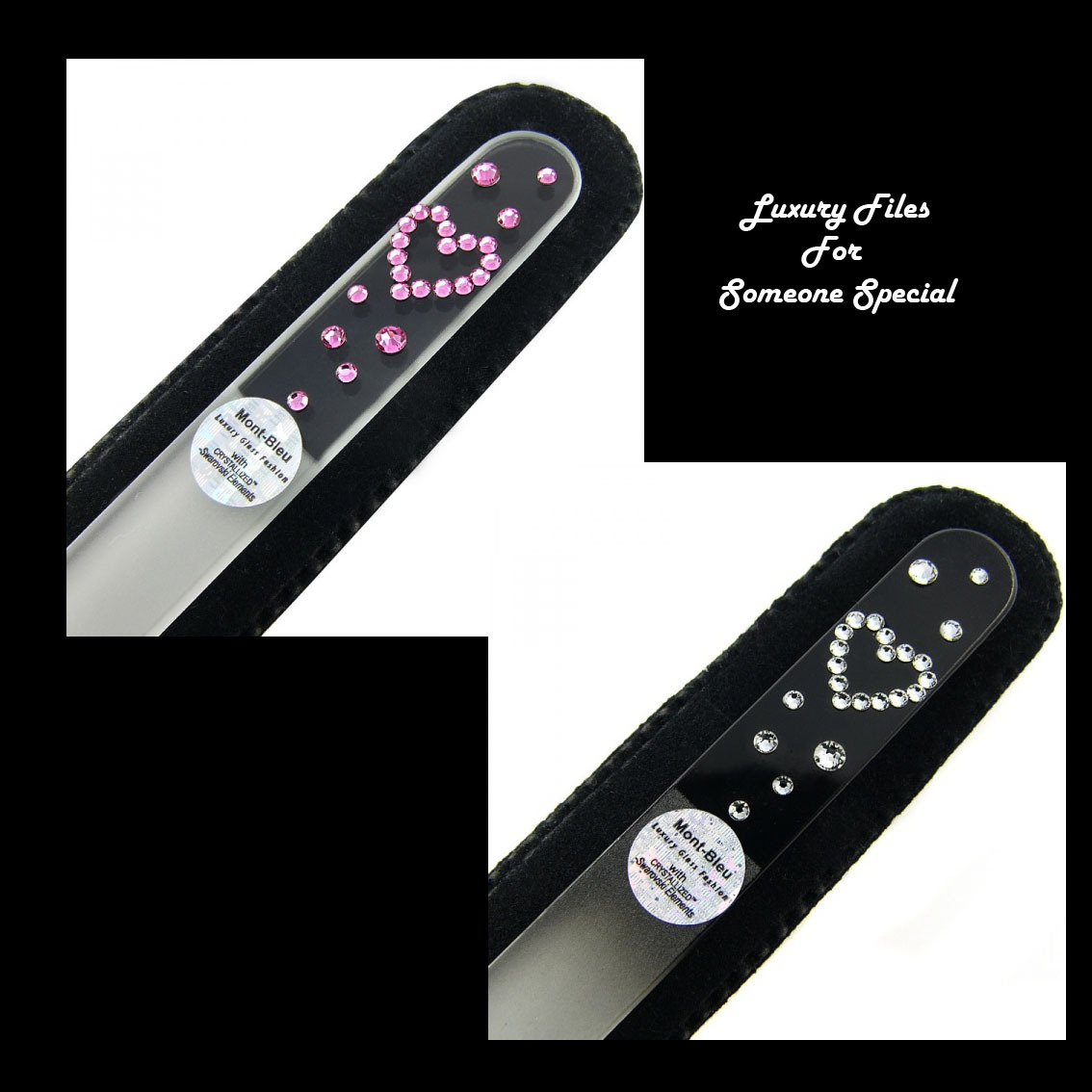 Luxury Glass Nail file / Swarovski Crystals Nail Art Manicure Pedicure Mont Bleu eBay