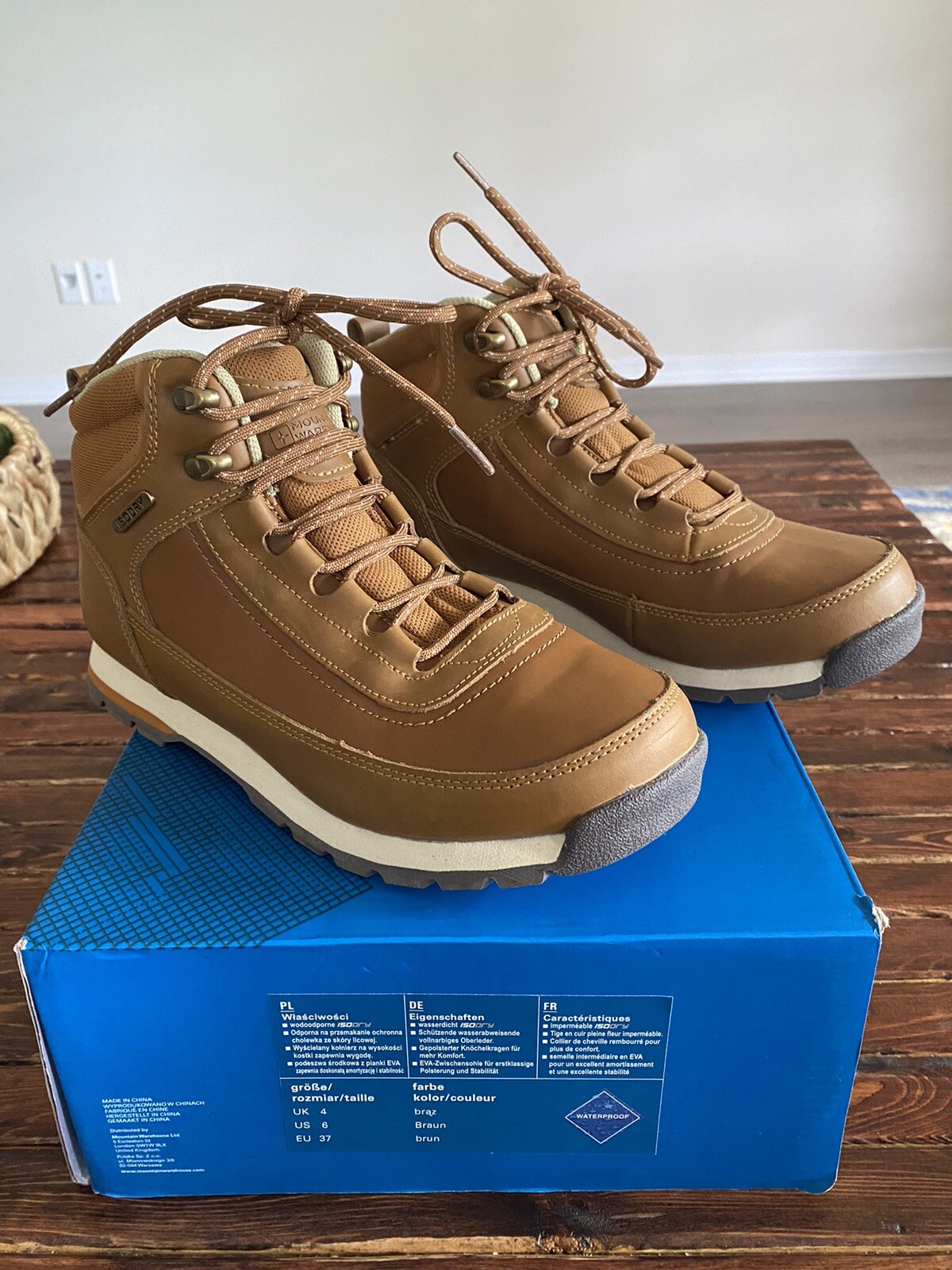Mountain Warehouse Pilgrim Camel/brown Leather Womens Waterproof Hiking Boots 8