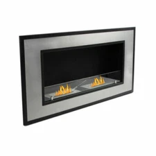 Wall Mount Fireplace Bio Ethanol Stainless Steel Burner Insert w/Tempered Glass
