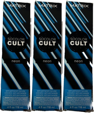 3 Matrix SOCOLOR CULT SEMI PERMANENT Hair Color 4 oz ea NEON BLUE