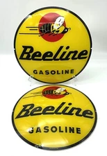 BEELINE GASOLINE 13.5" GAS PUMP GLOBE FACES (SET OF 2)   HEAVY STRENGTH GLASS!!