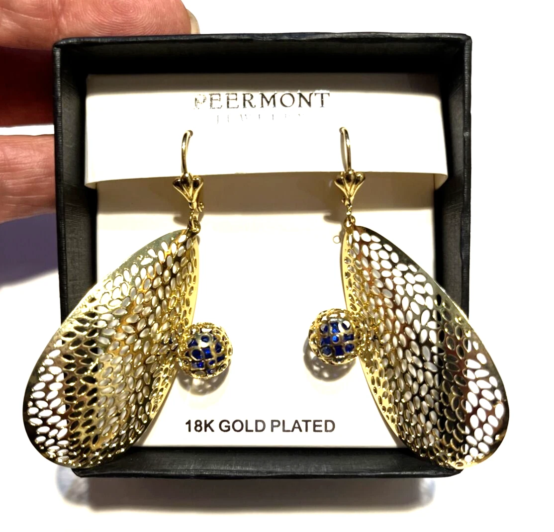 PEERMONT 18K Gold Plated Jewelry Earrings Set of Two Dangle