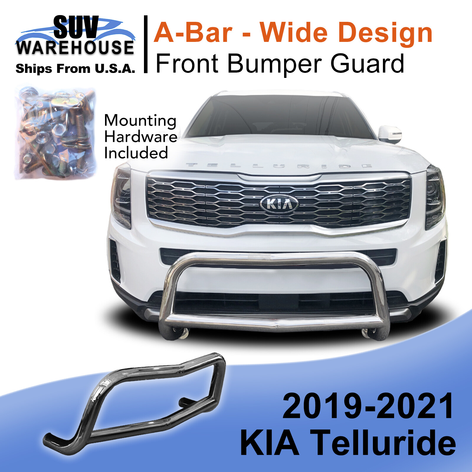 Wynntech 2020 KIA Telluride Stainless Steel A BAR/Nudge Bar Front
