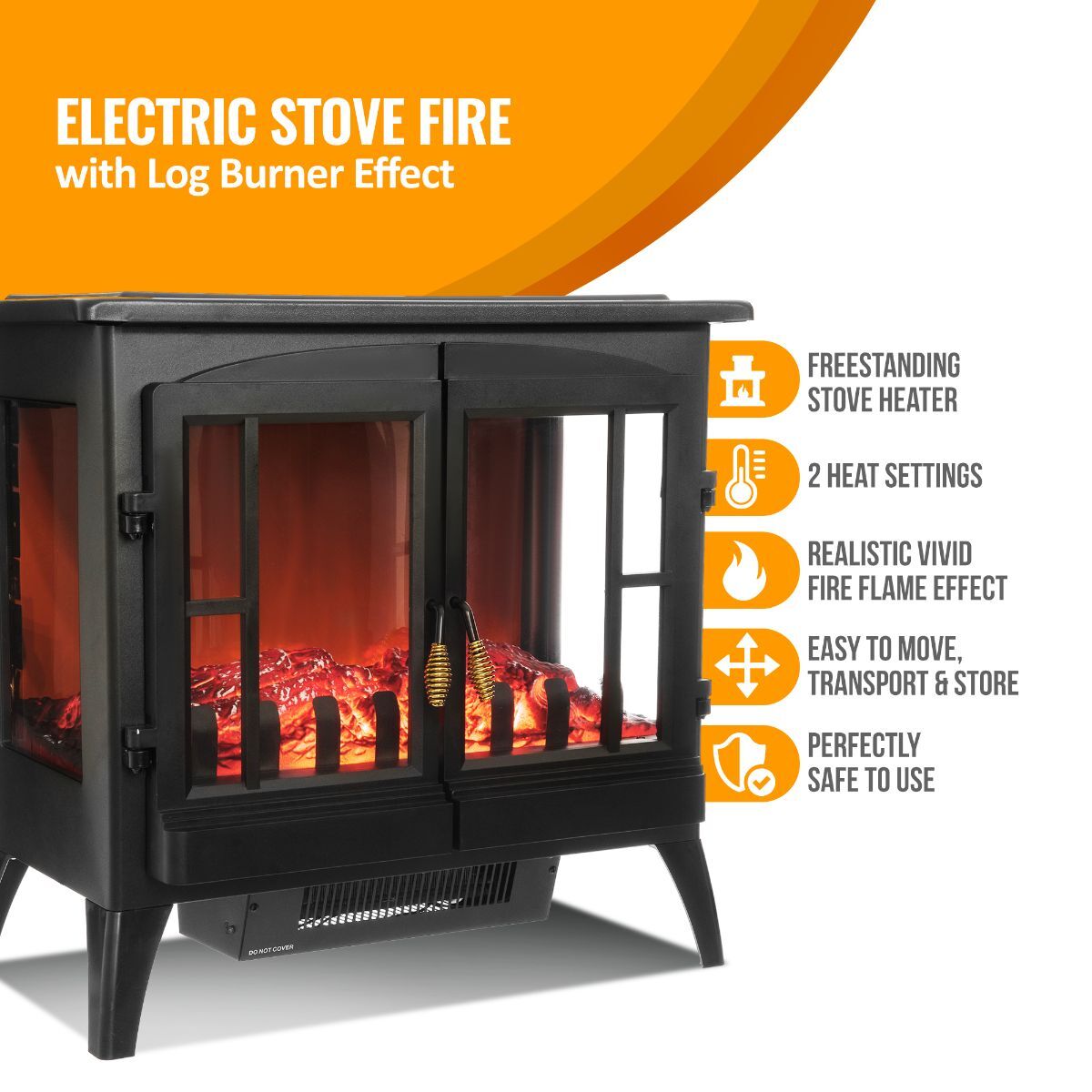 Panoramic Log Effect Electric Fireplace Stove Fire Flame Thermal Heater 2KW  Wood 5056295301761 | eBay