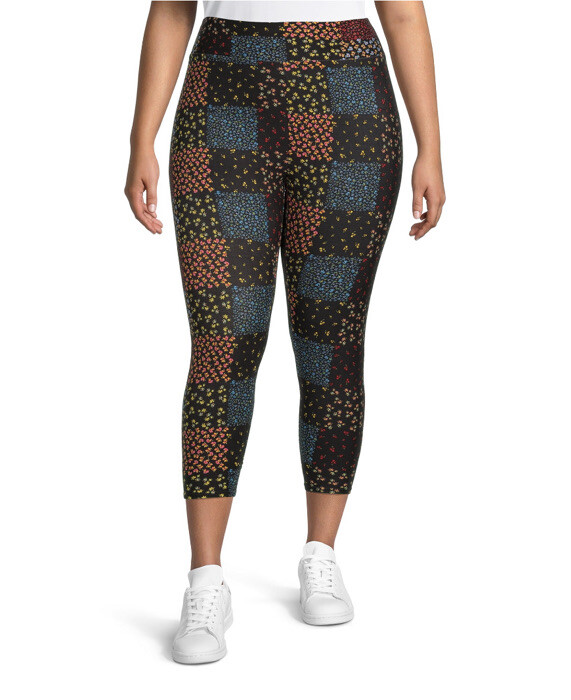 Terra and Sky Patchwork Floral High Rise Capris Leggings 1X (16W-18W) NWT