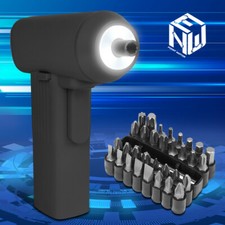 LED Cordless Electric Screwdriver 32Pc Driver Bits Drill Power Tool w/Case Black