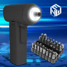 LED Cordless Electric Screwdriver 32Pc Driver Bits Drill Power Tool w/Case Black