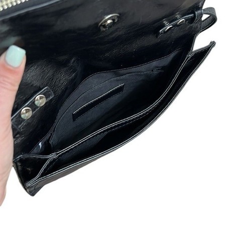 Sac bandoulière Rebecca Minkoff cuir noir pompons créateur bikercore - Photo 5 sur 16
