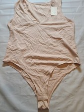 Women's V-Neck Bodysuit - A New Day Beige Size XXL