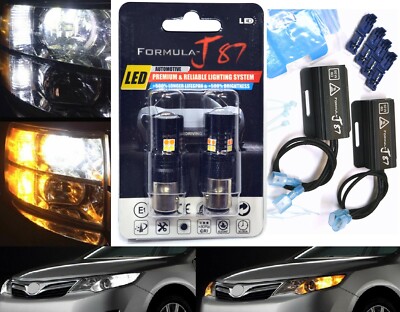 LED Switchback Light 3030 White Amber 2357 Bulbs Resistors Front Turn Signal OE