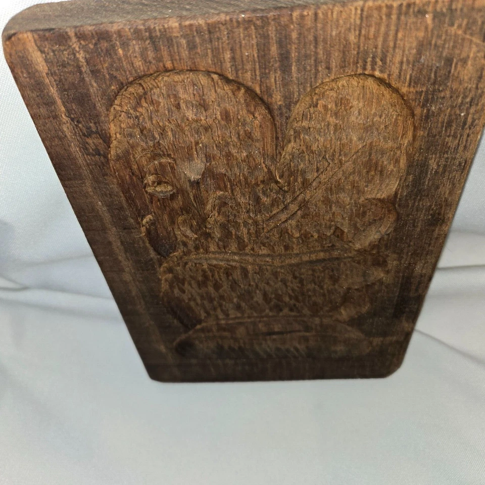 VINTAGE TURKEY PATTERN WOODEN COOKIE CANDY MOLD - Image 3 of 4