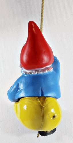 Gartenzwerg Deko Figur Zwerg am Seil hängend kletternd aus Kunststoff H 38 cm - Bild 4 von 6