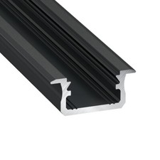 2m K1 LED profile extrusion channel, anodized black alu., diffuser, strip light