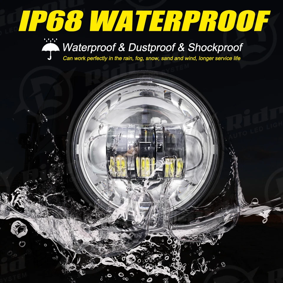 Chrome 4.5" Inch LED Passing Lamp Spot Fog Lights for Harley Davidson Motorcycle - Image 3 of 4