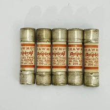 (5) Gould Shawmut A25X2 Type 1 Fuses 2A 250V ~Clean Tested Used~