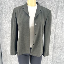 Ann Taylor Stretch Formal Women Long Sleeve Tweed Office Blazer Dark Gray 14
