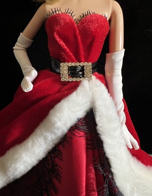 Barbie Sized Clothes-Red Holiday Gown and gloves-Mattel fashion