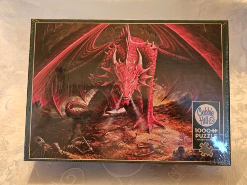 NEW - Cobble Hill 1000 Piece Puzzle Dragon's Lair Poster D&D Fantasy Red Dragon