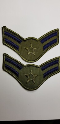 1 Paar U.S. AIR FORCE Aufnäher Patch Airman First Class OR-3 Oliv Groß Original