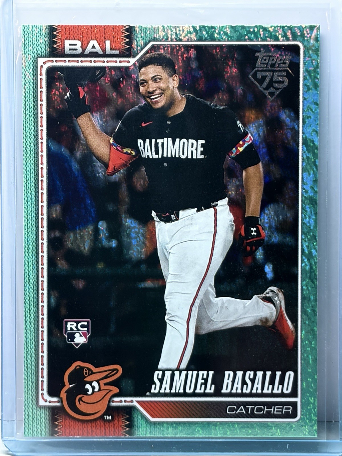 Samuel Basallo 2026 Topps Series 1 Aqua Rainbow Foil Rookie RC #104 Orioles