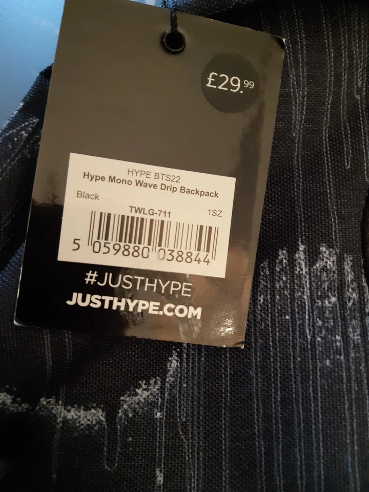 Hype Mono Wave Drip Kinderrucksack - 18L Schulrucksack - Nagelneu mit Etikett - Bild 2 von 4