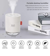 Portable Humidifiers for Travel, Small Mini Humidifier with Auto Shut-Off, White