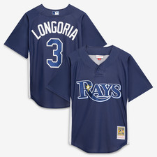 Men's Mitchell & Ness Evan Longoria Navy Tampa Bay Rays Authentic Batting